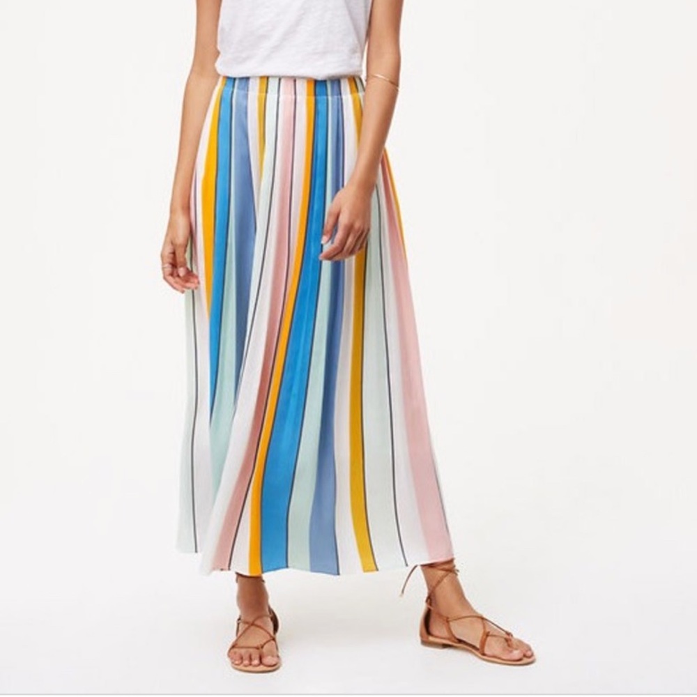 LOFT Multi-Color Vertical Stripe Maxi Skirt